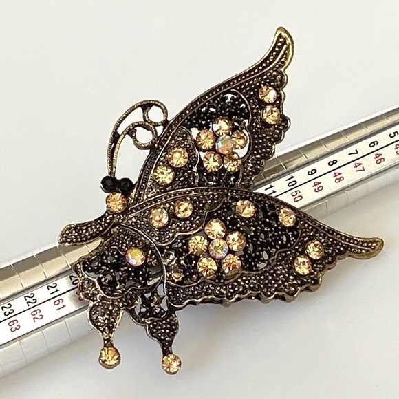 Ring Butterfly Stretch Antique Bronze Tone 7.5 - Picture 1 of 12